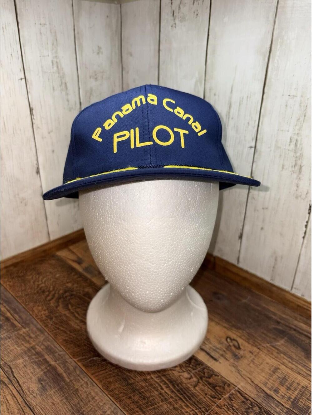 Vintage Panama Canal Pilot Cap Dark Blue Rope Scrambled Egg Bill Hat Snapback